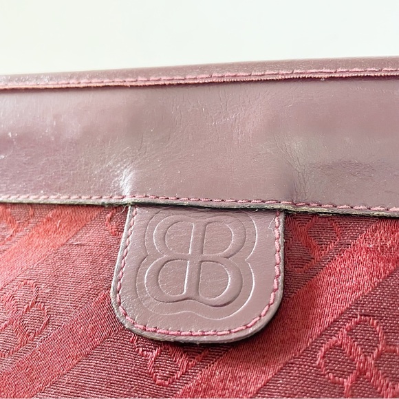 Balenciaga burgundy red butterfly BB logo monogram vintage clutch bag - Picture 3 of 11